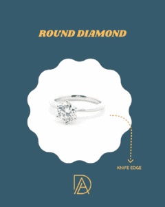 Round diamond solitaire with knife-edge platinum 