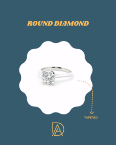 Tapered platinum band on solitaire ring