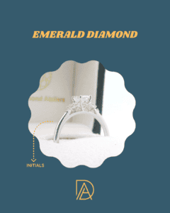 Custom initials under emerald diamond setting